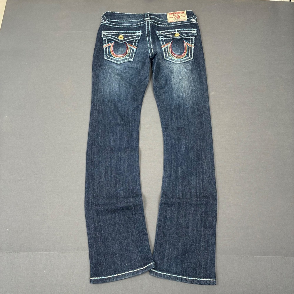 VTG True Religion Joey Super T Rainbow Stitch Slim Bootcut Jeans Women's 27x30